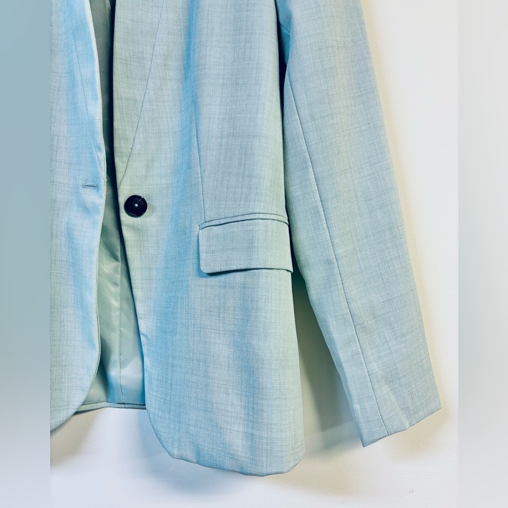 Zara Light Green Mint Basic Blazer Collarless Size 4 - Picture 4 of 7